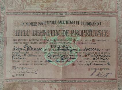 Declarație de proprietate a stră-străbunicului Efrem Patrașco (1925)